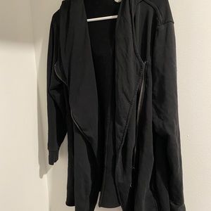 Long black hooded cardigan